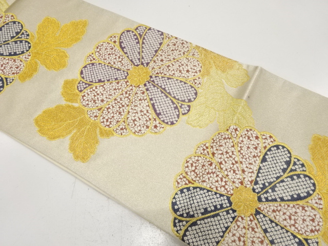 JAPANESE FUKURO OBI FOR FURISODE / WOVEN KIKU